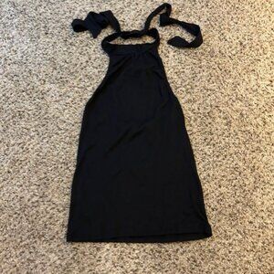 Michael Stars Shine High Neck Halter Tank--Black